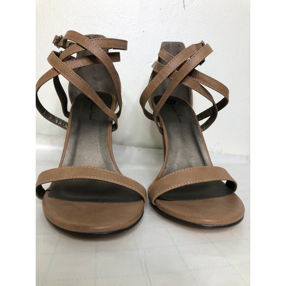 Nordstrom Michael Antonio Strappy Crossover Stiletto Heel Sandal Tan Taupe 9 - Picture 2 of 10